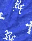 Close-up of Rf-Wear Men's Mesh Cross Shorts in Blue
