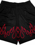 RF-Wear Men's Mesh Fire Shorts in Black/Red