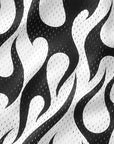 Close-up of RF-Wear Men's Mesh Flame Shorts in White/Black 
