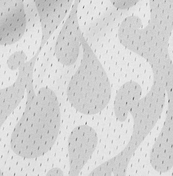 Close-up of RF-Wear Men's Mesh Flame Shorts in White/Grey