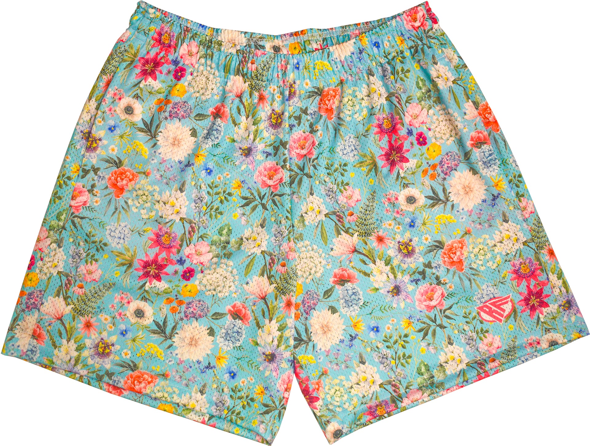 RF-Wear Men's Mesh Floral Shorts in Teal/Multicolor