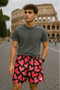 RF Wear Men's Mesh Heart Shorts - Black/Pink - Model Front View