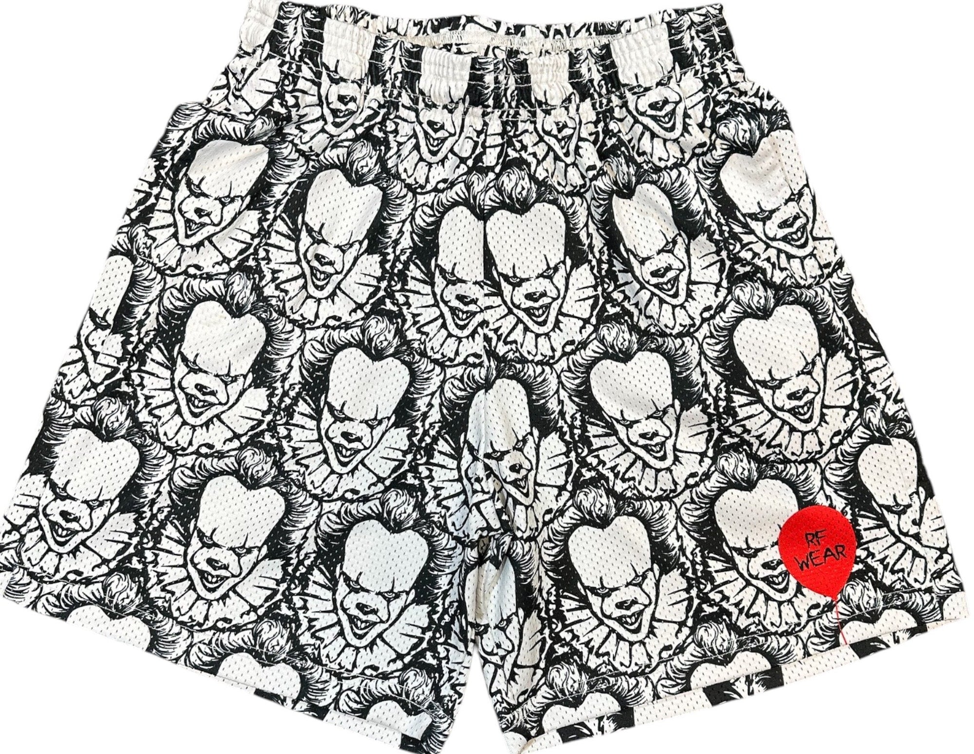 RF-Wear Men's Mesh Horror Clown Shorts in Black/White