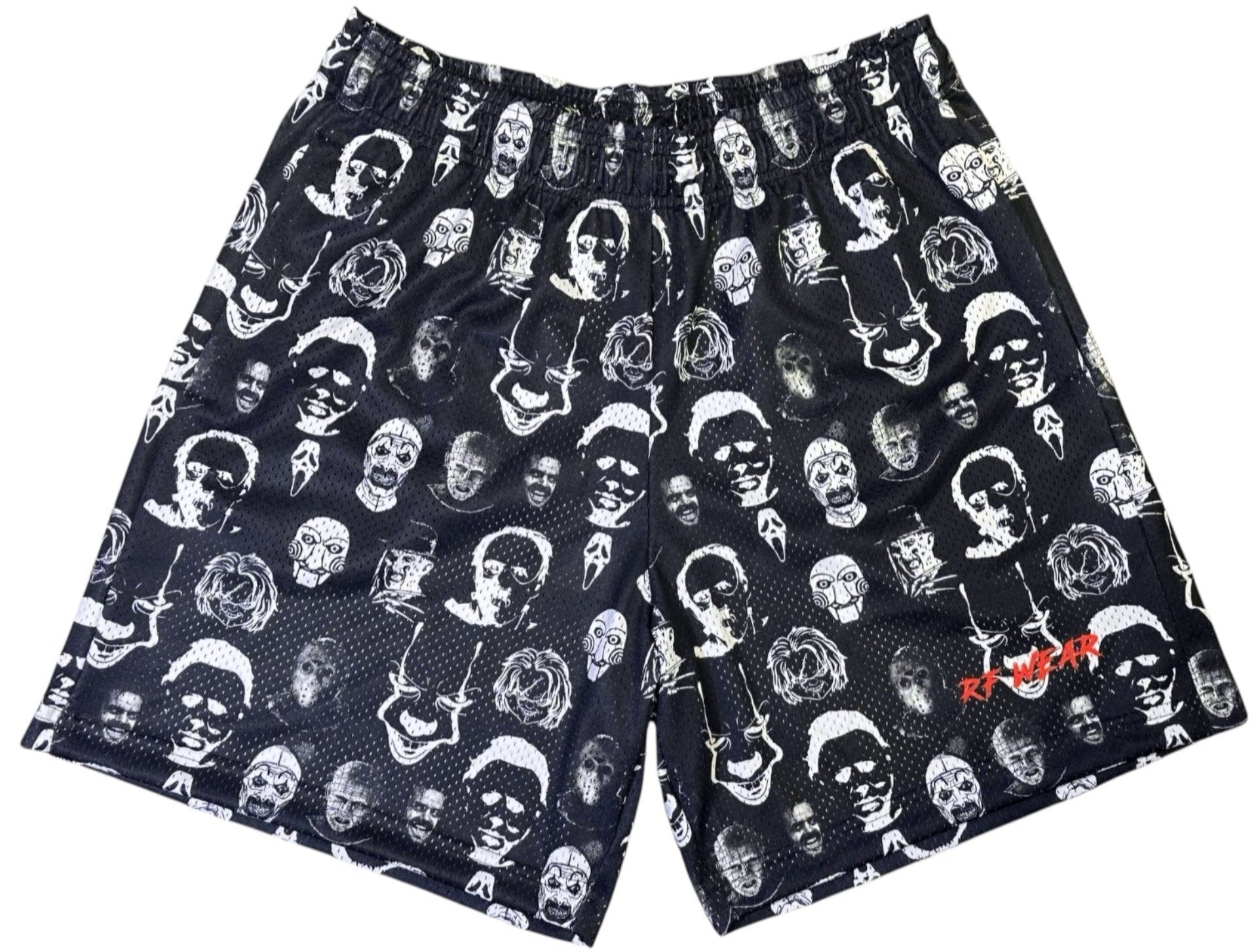 RF-Wear Men's Mesh Horror Faces Shorts in Black