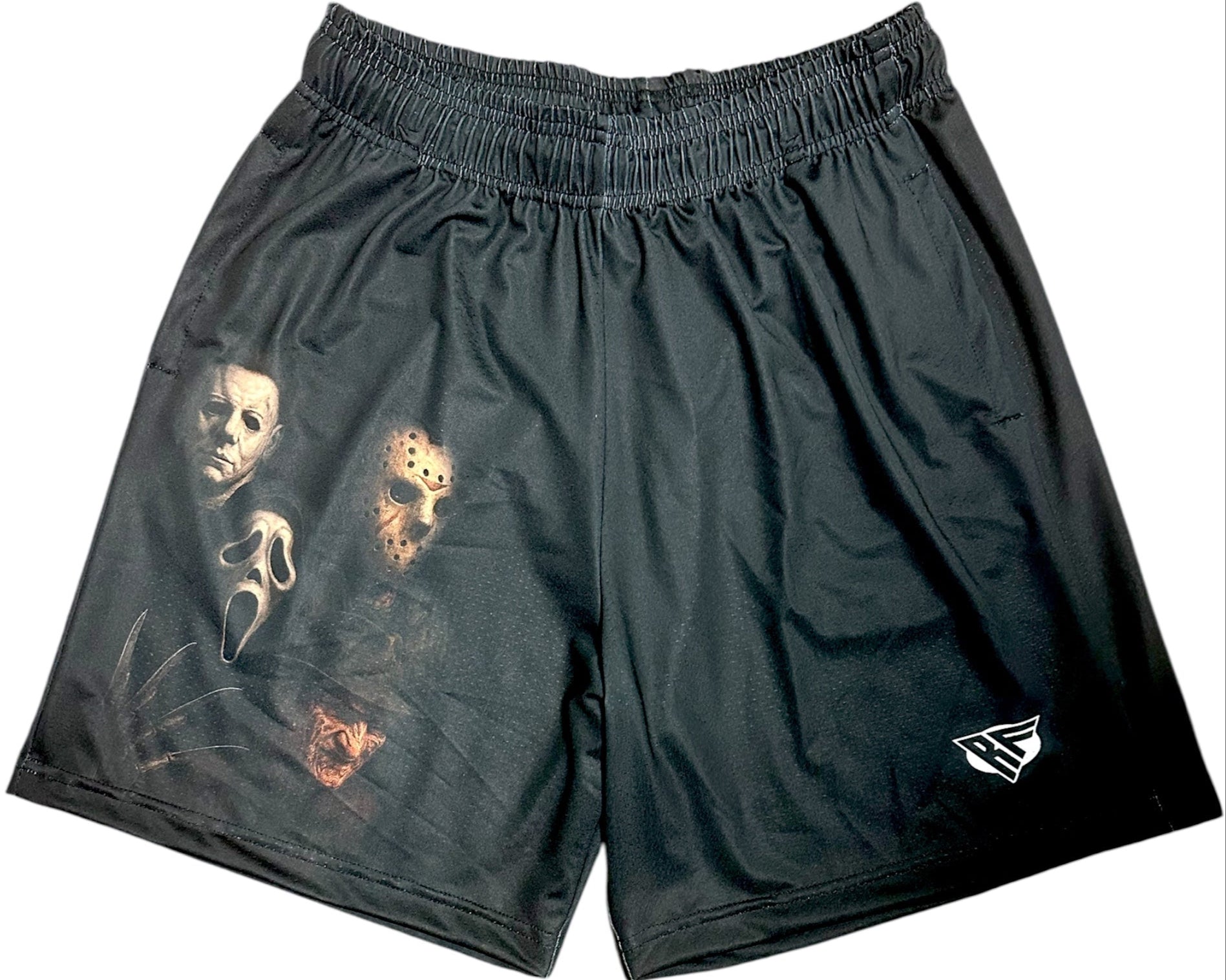 RF Wear Men's Mesh Horror Square Shorts Black - Front