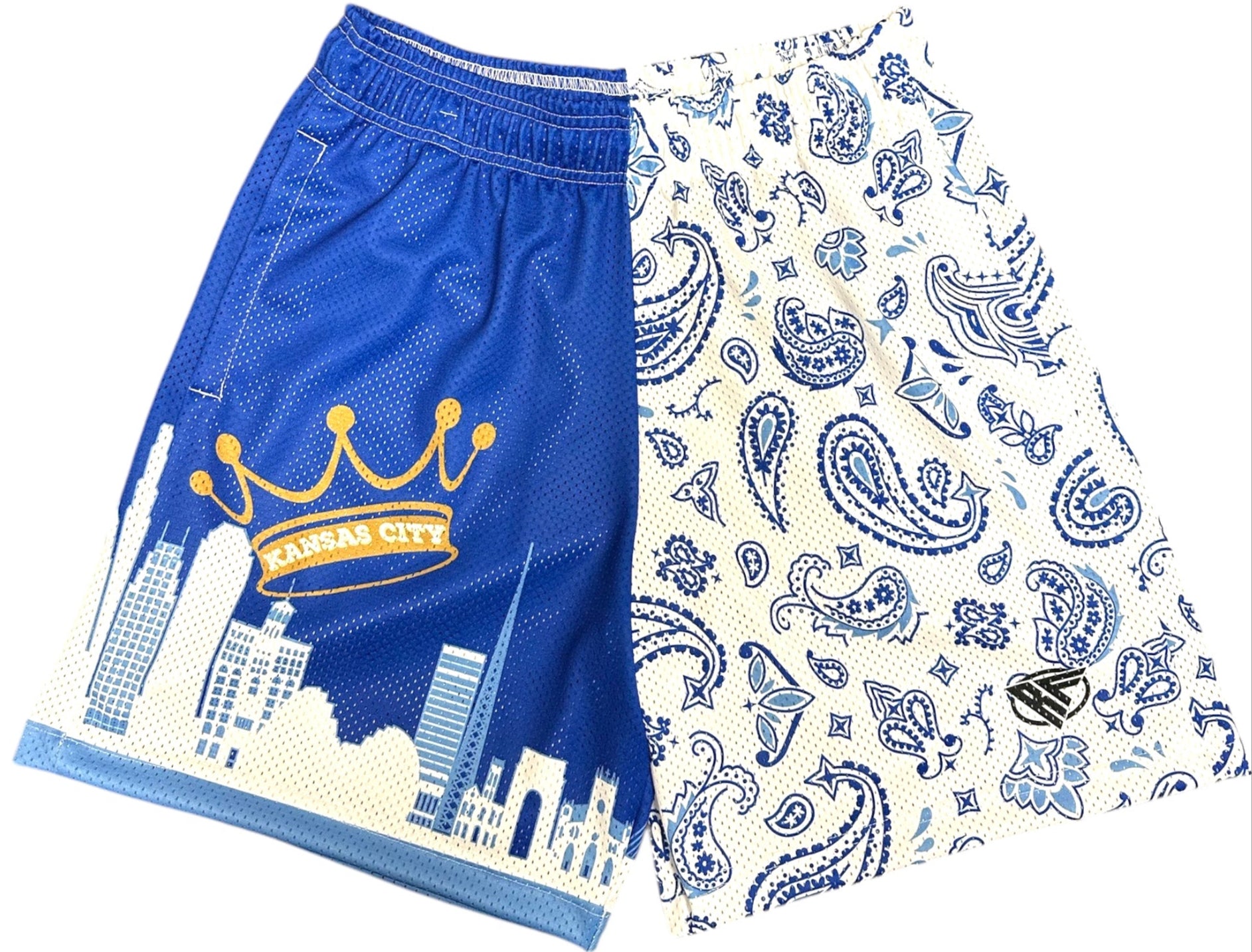 RF-Wear Men's Mesh Kansas City Cityscape Shorts in Blue/White