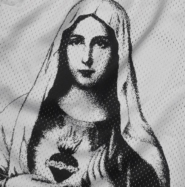 Close-up of RF-Wear Men's Mesh Mary Shorts in Grey