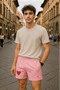 RF Wear Men's Mesh One Heart Shorts - Pink - Model Front View