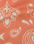 Close-up of RF-Wear Men's Mesh Paisley Shorts in Apricot/Cream
