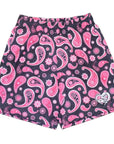 RF Wear Men's Men's Mesh Paisley Shorts - Black/Pink - Close Up