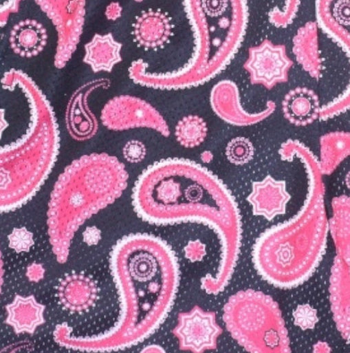 RF Wear Men's Mesh Paisley Shorts - Black/Pink - Close Up