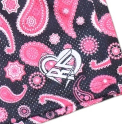 RF Wear Men's Mesh Paisley Shorts - Black/Pink - Logo