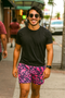 RF Wear Men's Paisley Shorts - Black/Pink - Model Front View
