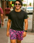 RF Wear Men's Paisley Shorts - Black/Pink - Model Front View