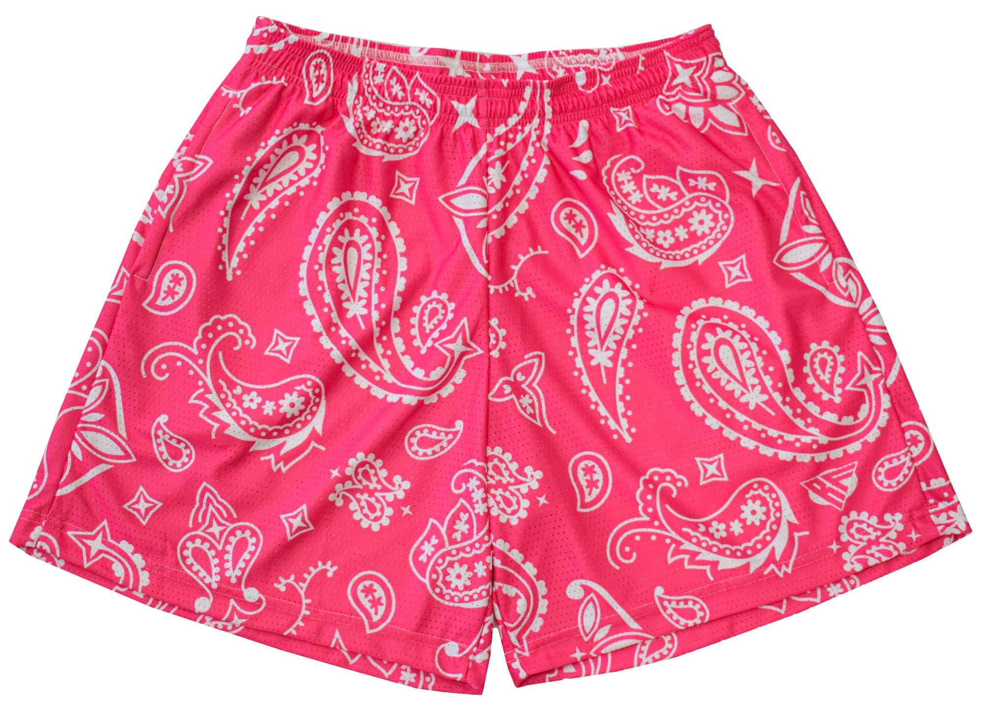 RF-Wear Men's Mesh Paisley Shorts in Fuchsia/White