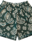 RF-Wear Men's Mesh Paisley Shorts in Pine-Green/Cream