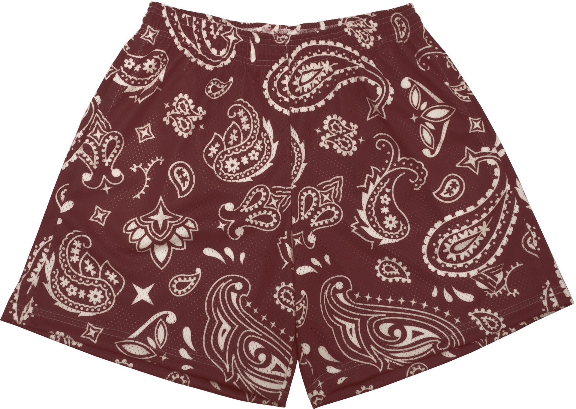 RF-Wear Men's Mesh Paisley Shorts in Merlot/Cream