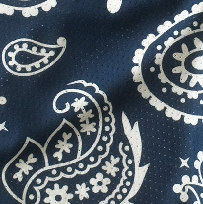 Clodr-up of RF-Wear Men's Mesh Paisley Shorts in Navy/Cream