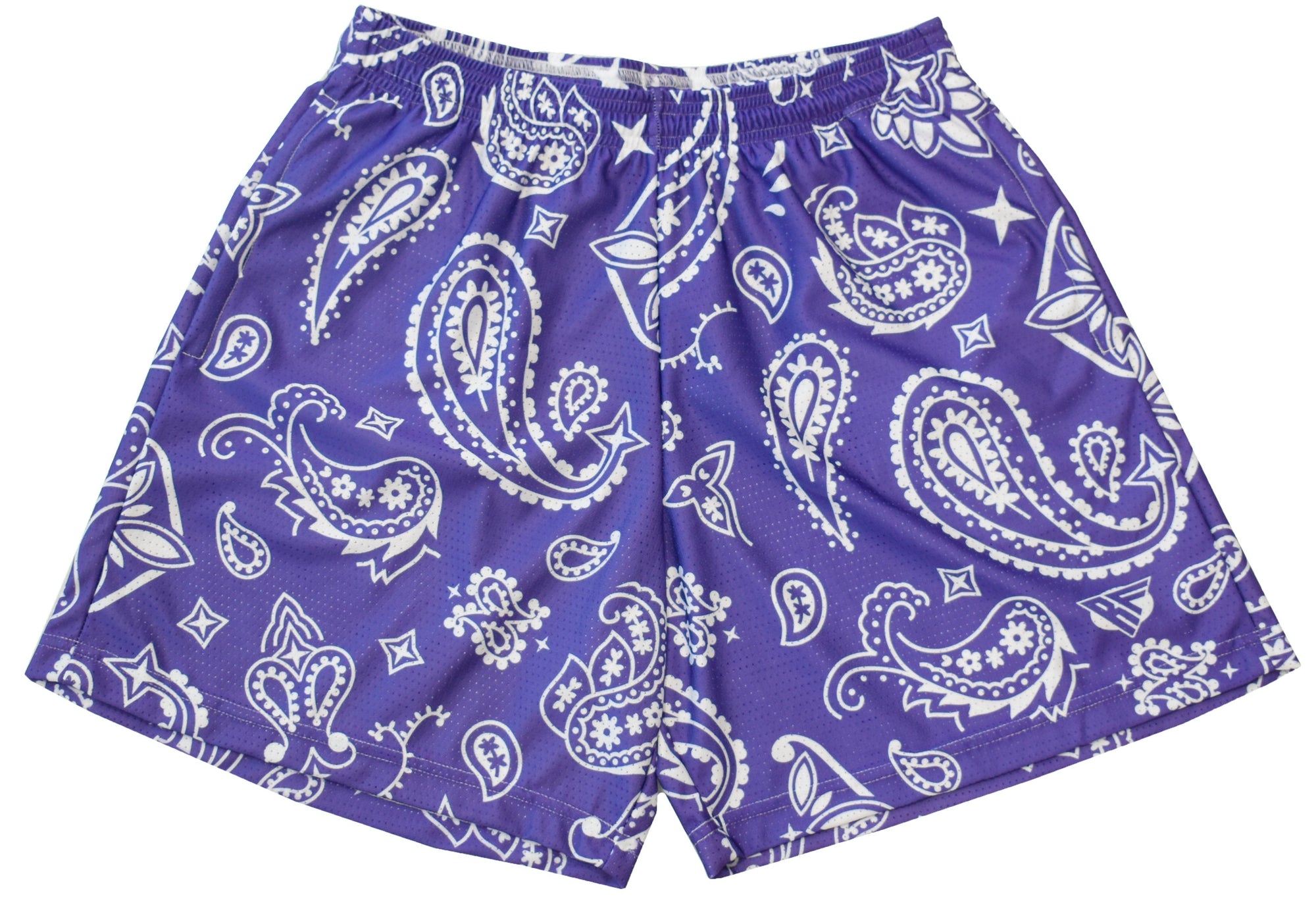 RF-Wear Men's Mesh Paisley Shorts in Purple/White