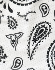 Close-up of RF-Wear Men's Mesh Paisley Shorts in White/Black 