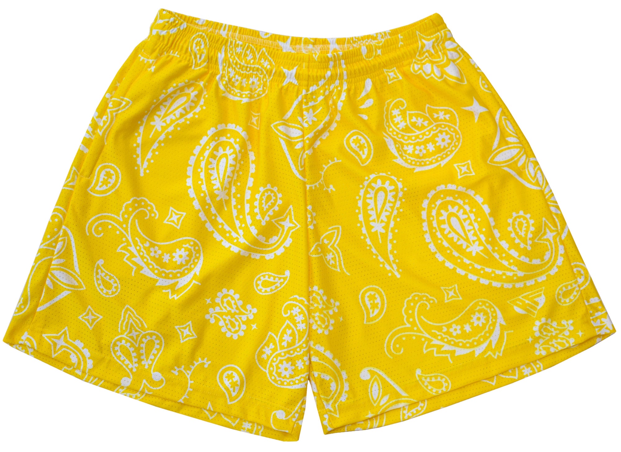 RF-Wear Men's Mesh Paisley Shorts in Yellow/White