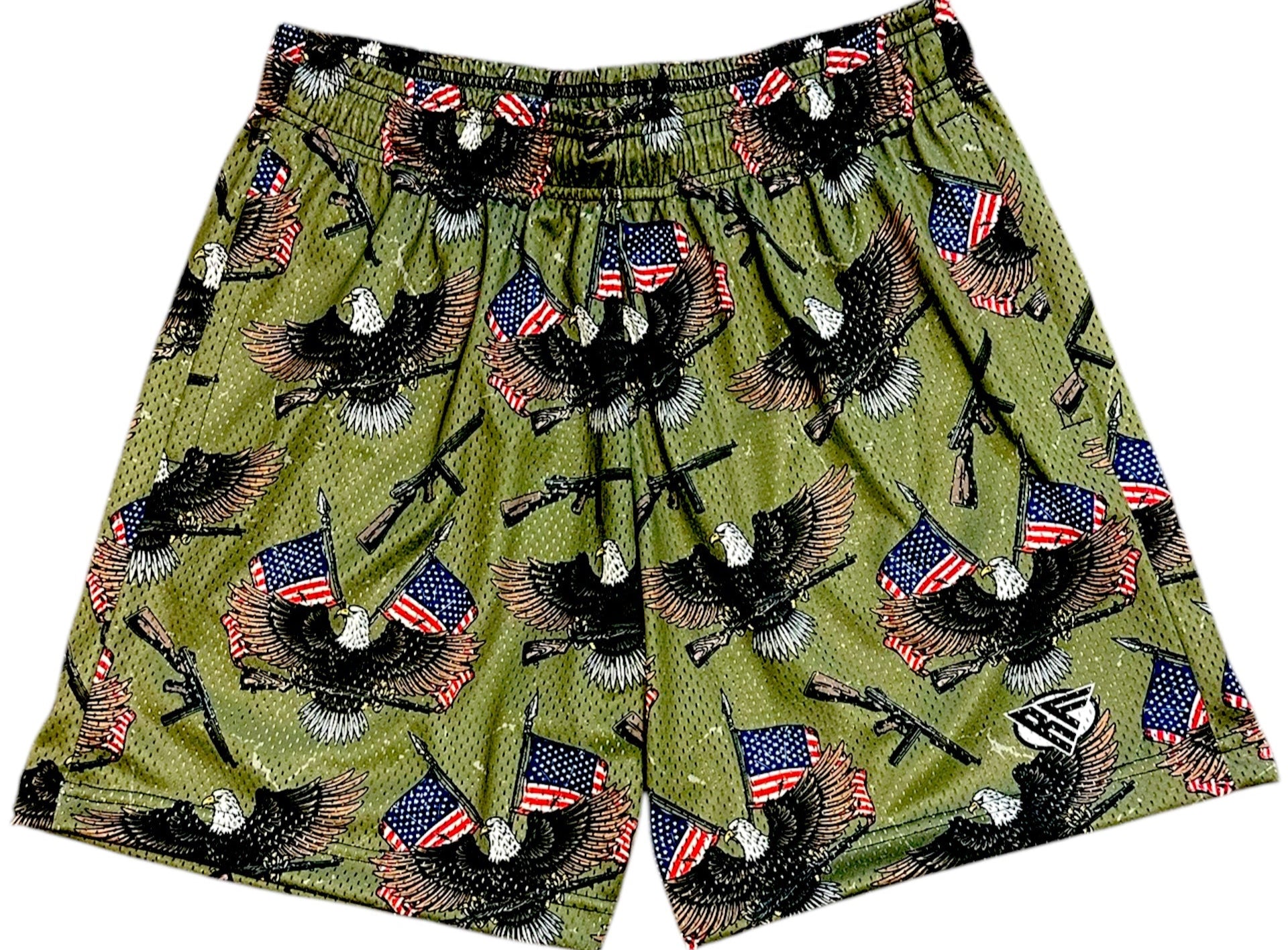 RF-Wear Men's Mesh Patriotic Eagle/flag/gun in Green