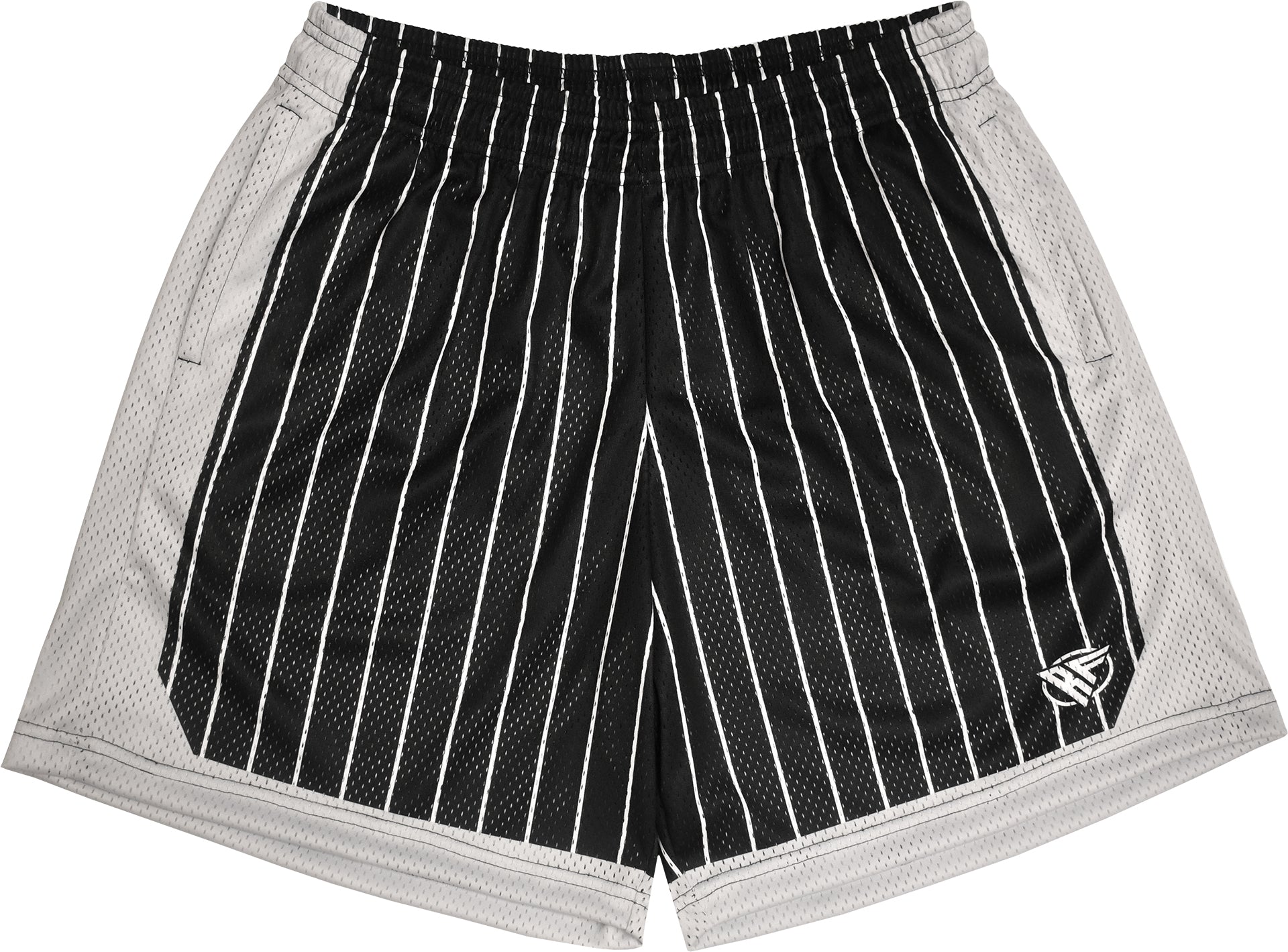 RF-Wear Men's Mesh Pinstripe Basketball Shorts in Black/White