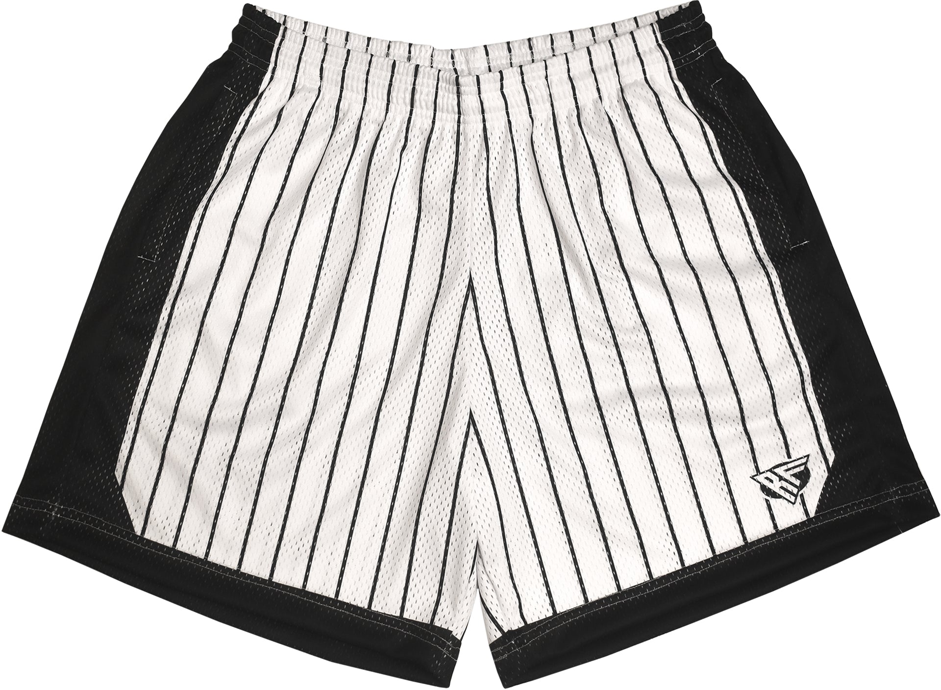 RF-Wear Men's Mesh Pinstripe Basketball Shorts in White/Black