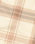 Close-up of RF-Wear Men's Mesh Plaid Shorts in Cream /Tan 