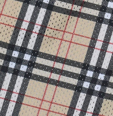 Close-up of RF-Wear Men's Mesh Tartan Plaid Shorts in Tan/Black