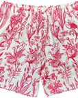RF-Wear Men's Mesh Floral Porcelain Shorts in White/ Fuchsia
