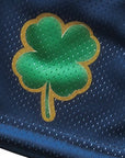 Close-up of RF-Wear Men's Mesh Shamrock Shorts in Navy