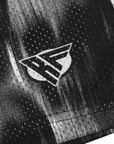 Close-up of RF-Wear Men's Mesh Skull Shorts  in Black/Grey with RF logo