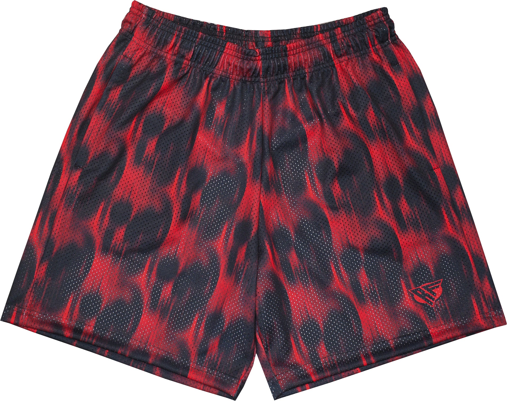 RF Wear Men's Mesh Horror Skull Shorts 2.0 - Black/Red - Close Up