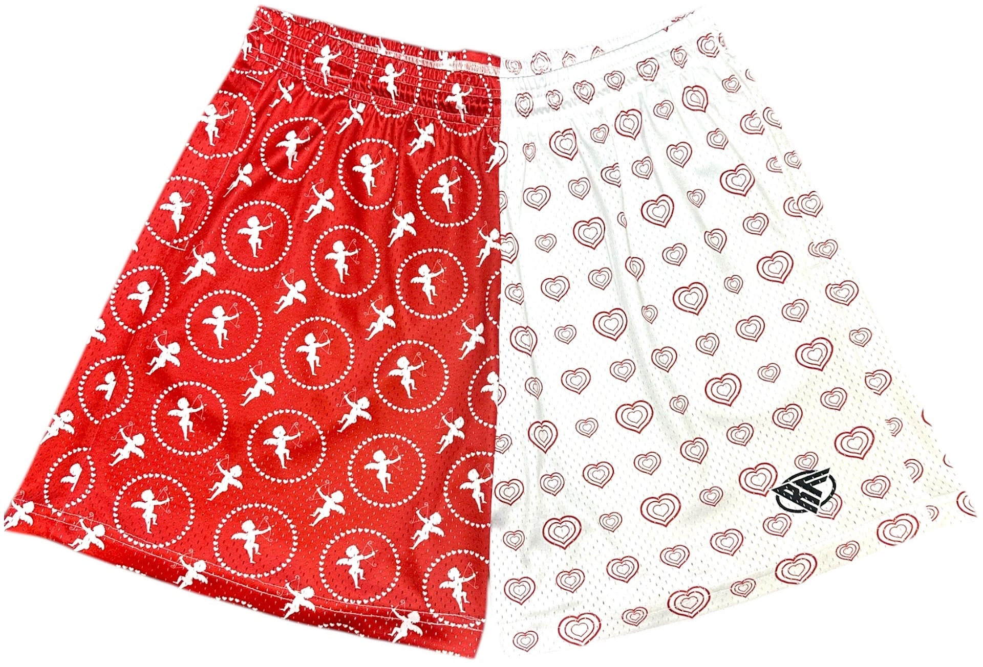 RF-Wear Men's Mesh Split Cupid/Hear shorts in Red/White