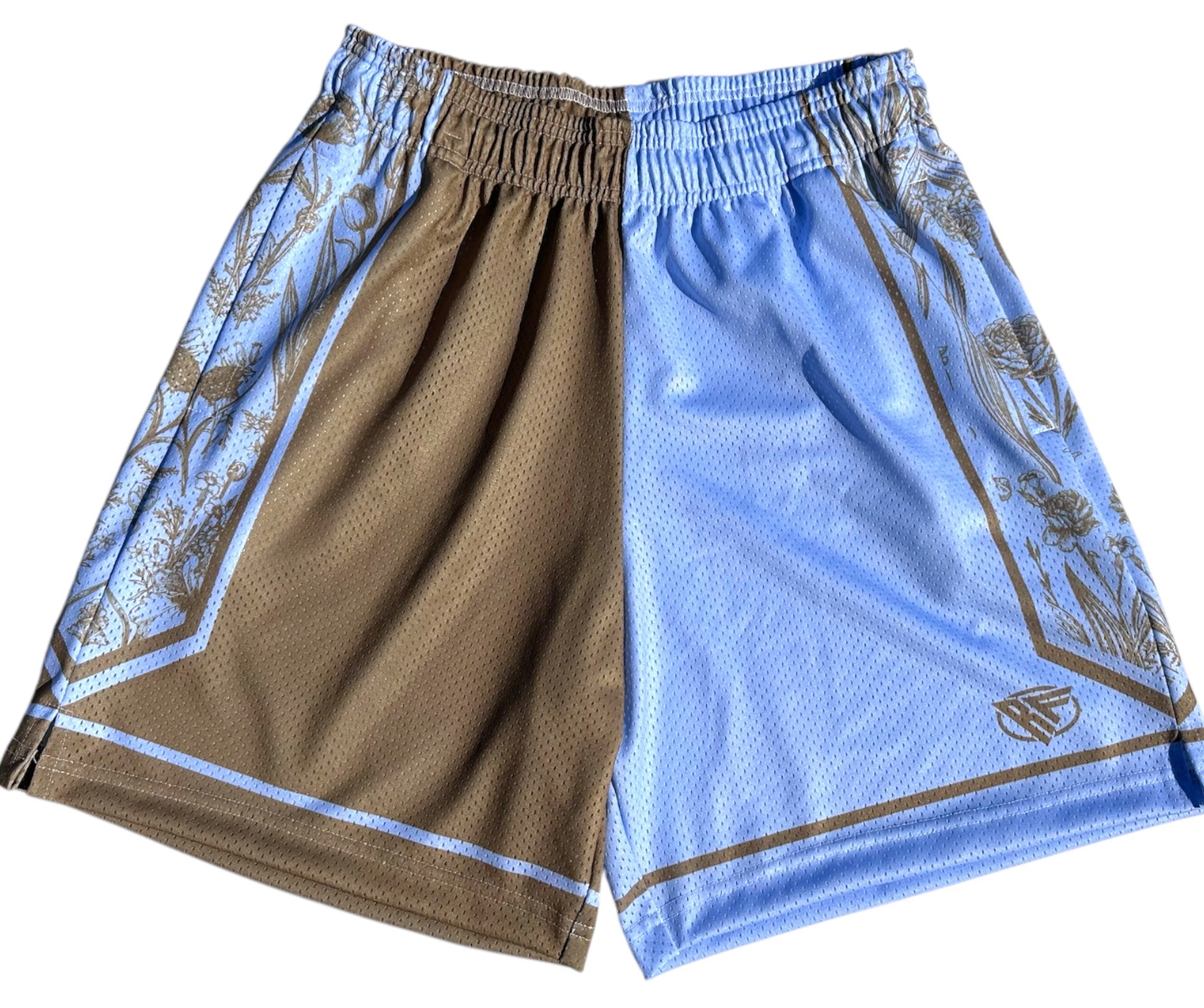 RF-Wear Men's Mesh Split Porcelain on the Side Shorts in Blue-Finch/Incense
