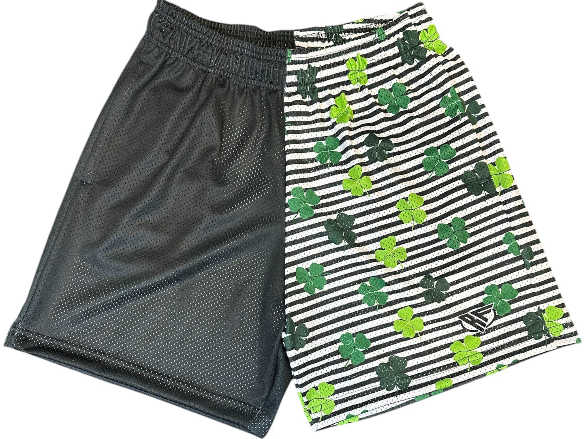 RF-Wear Men's Mesh Split Shamrock Shorts in Black/Green
