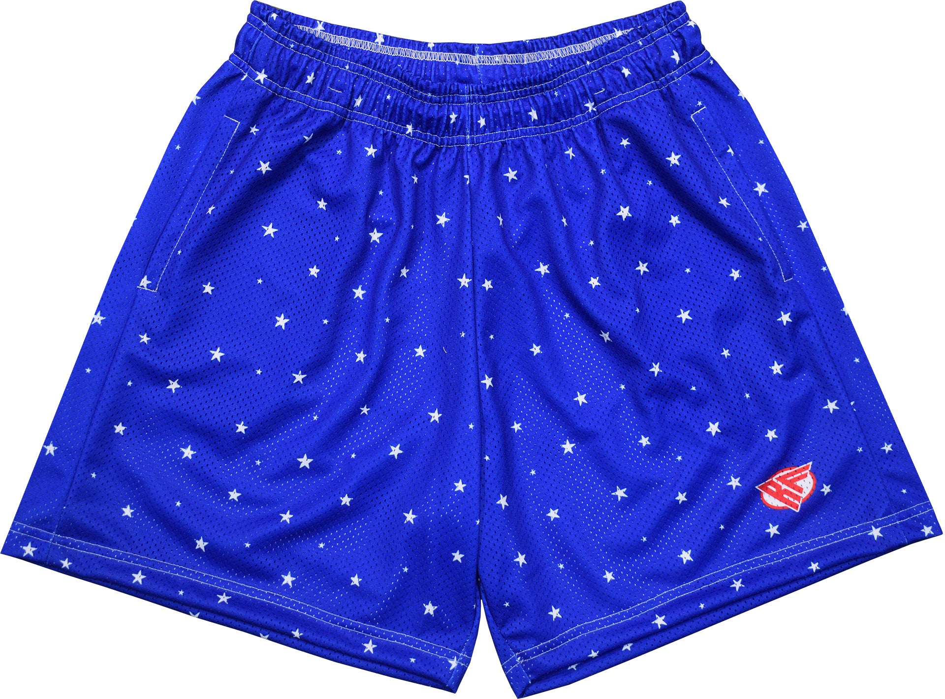 RF-Wear Men's Mesh Star Shorts in Blue with White Stars