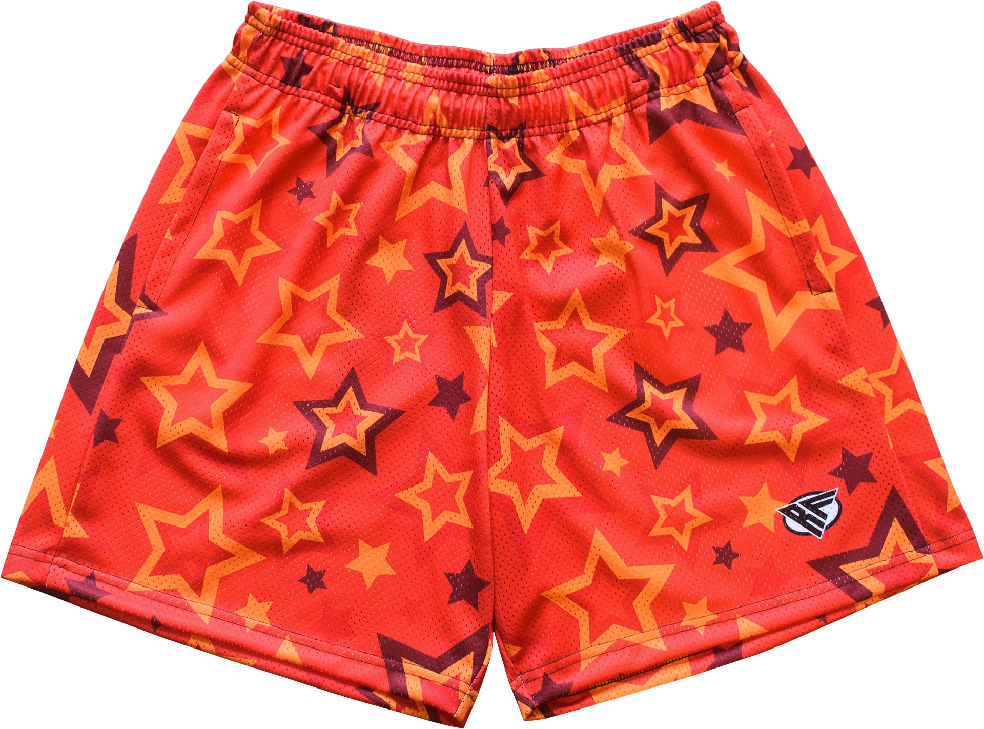 RF-Wear Men's Mesh Star Shorts in Red/Orange 