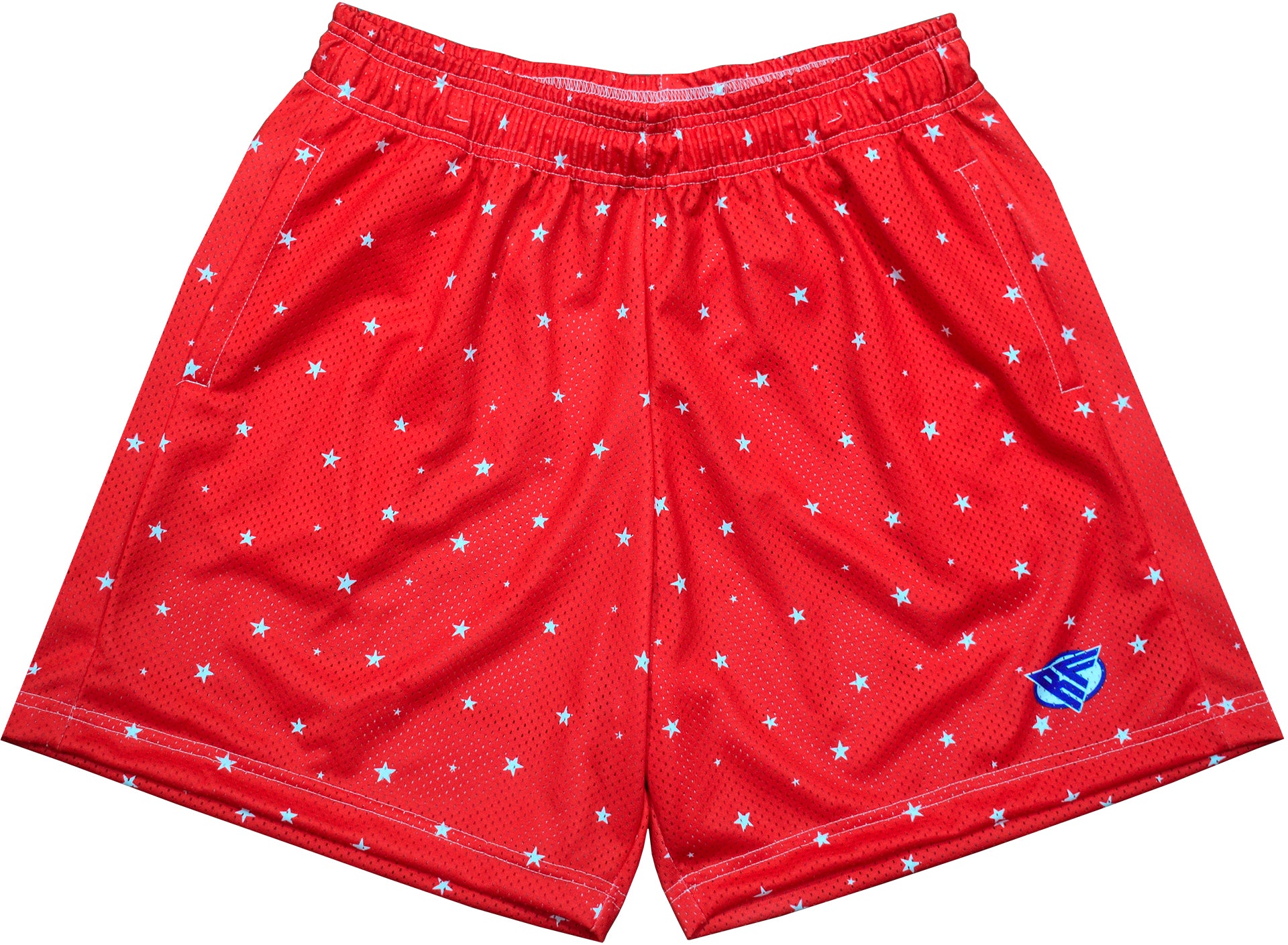 RF-Wear Men's Mesh Star Shorts in Red with White Stars