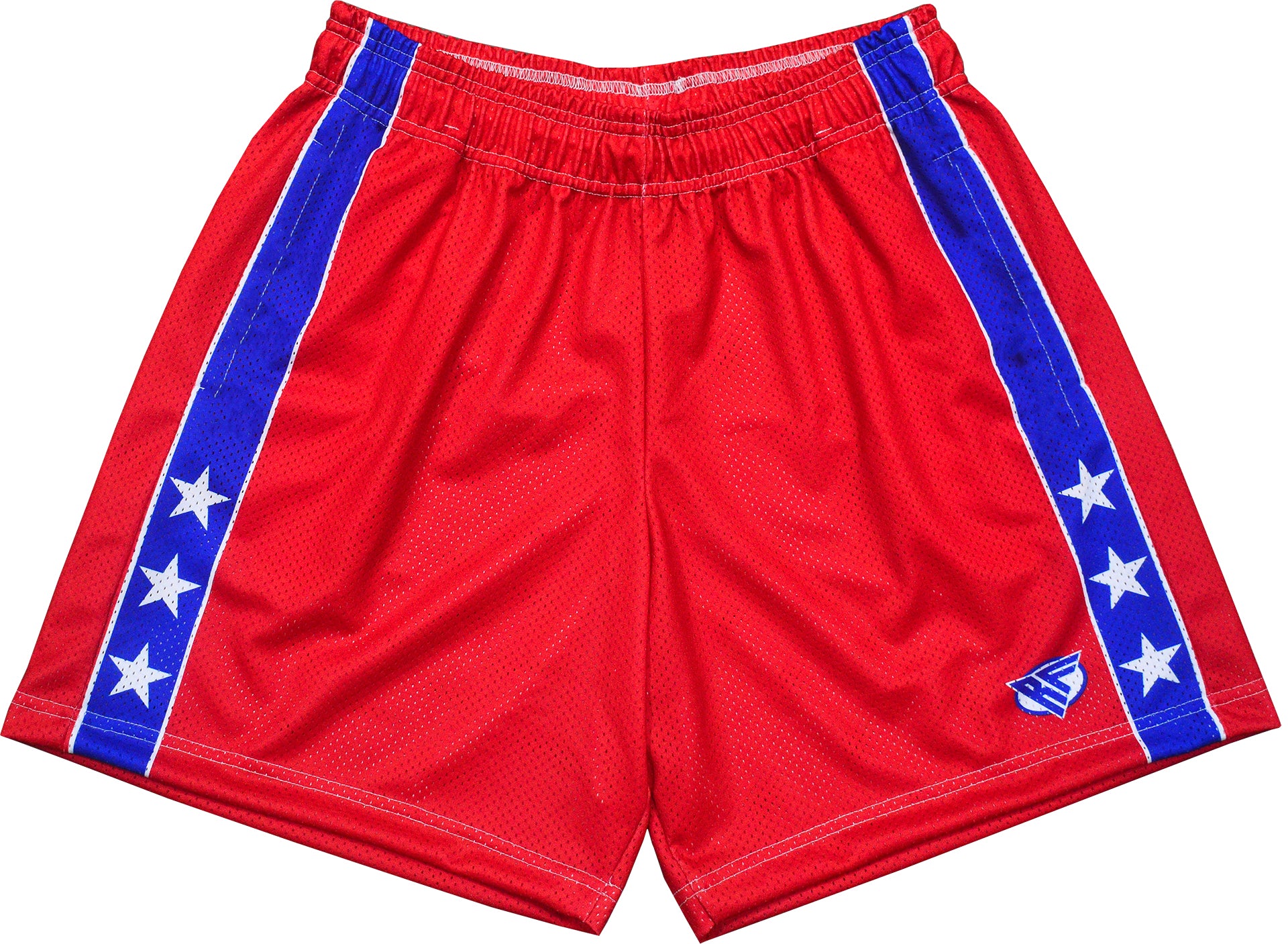 RF-Wear Men's Mesh Star Trim Shorts in Red/Blue
