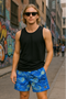 RF Wear Men's Mesh Starry Shorts - Blue - Model Front View