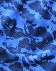 Close-up of RF-Wear Men's Mesh Tiger Camo Shorts in Blue