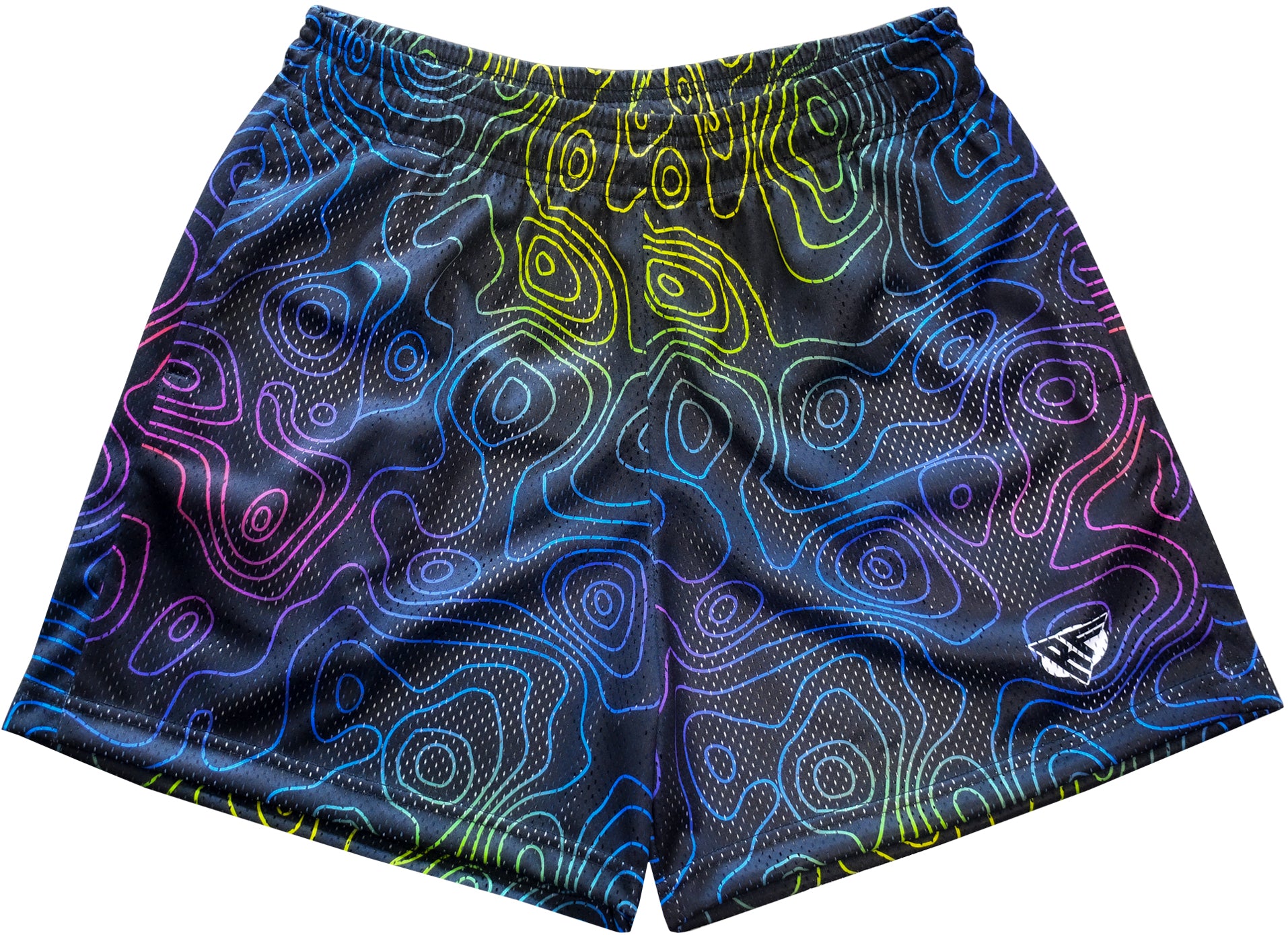 RF-Wear Men's Mesh Topography Shorts in Black/Multicolor