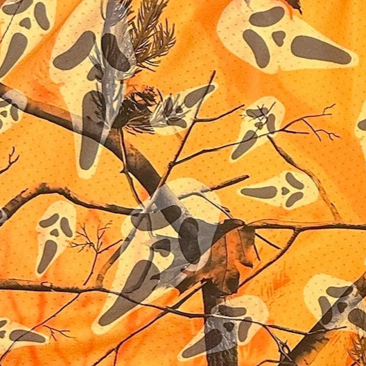 RF Wear Men&#39;s Mesh Tree Camo Ghost Shorts - Orange - Close Up