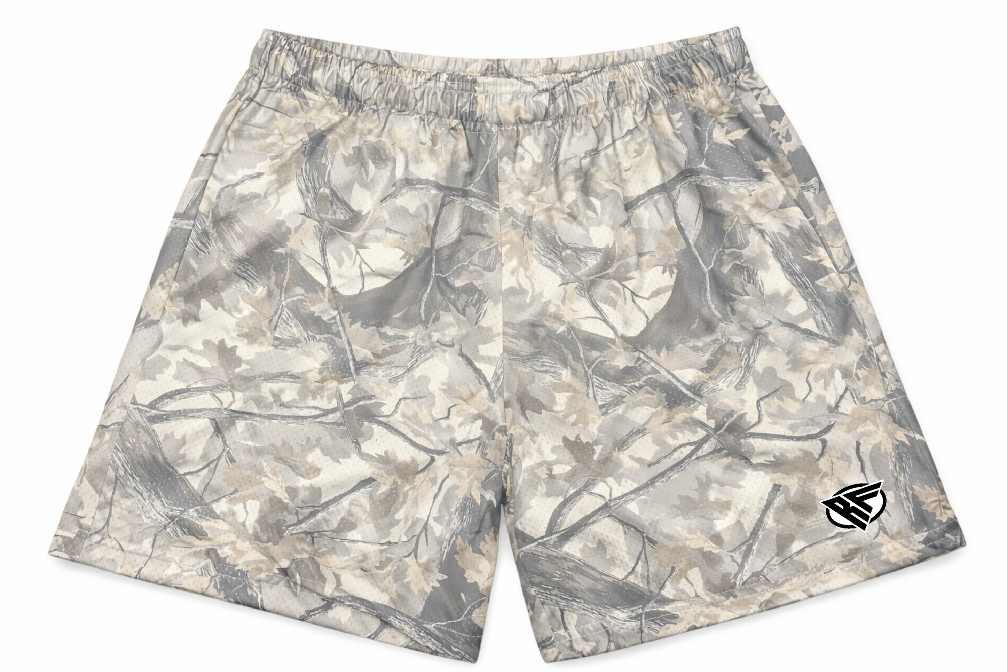 RF-Wear Men's Mesh Tree Camo Shorts in Cream/Grey
