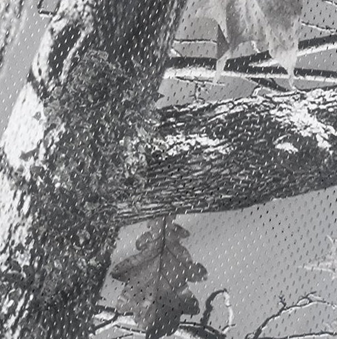 Close-up of RF-Wear Men's Mesh Tree Camo Shorts in Grey