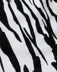 Close-up of RF-Wear Men's Mesh Animal Print Shorts - Zebra - Black/White