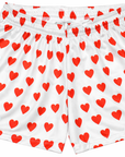 RF-Wear Men's Mini Hearts Shorts in White/Red