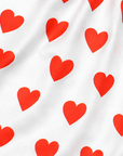 Close-up of RF-Wear Men's Mini Hearts Shorts in White/Red